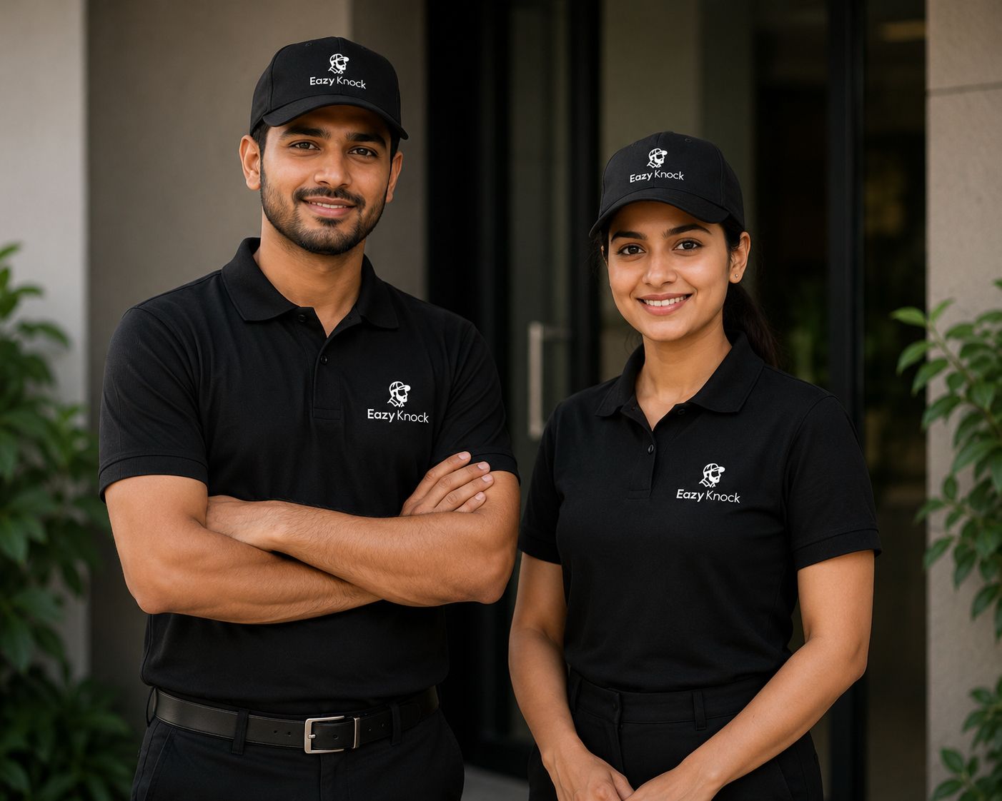 Two verified EazyKnock professionals in uniform